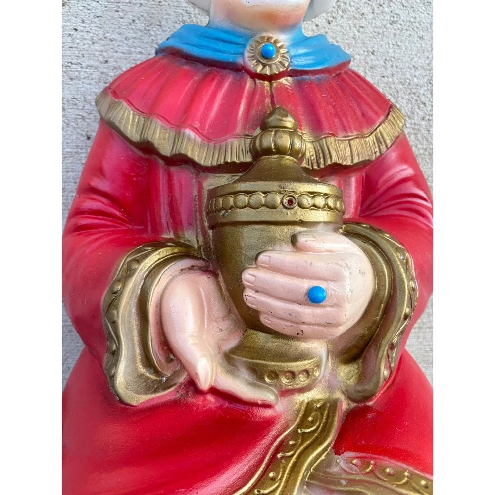 General Foam Plastics Christmas Nativity Wise Man Blow Mold Red King 24 Inch